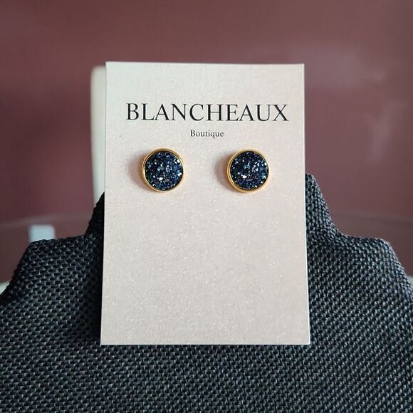 Round Druzy Earrings - Picture 1 of 3